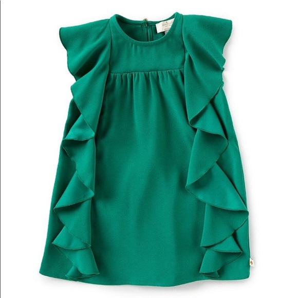 kate spade® ♠️ Cascading Ruffle Dress Emerald Green Holiday Size 3 - Picture 1 of 9
